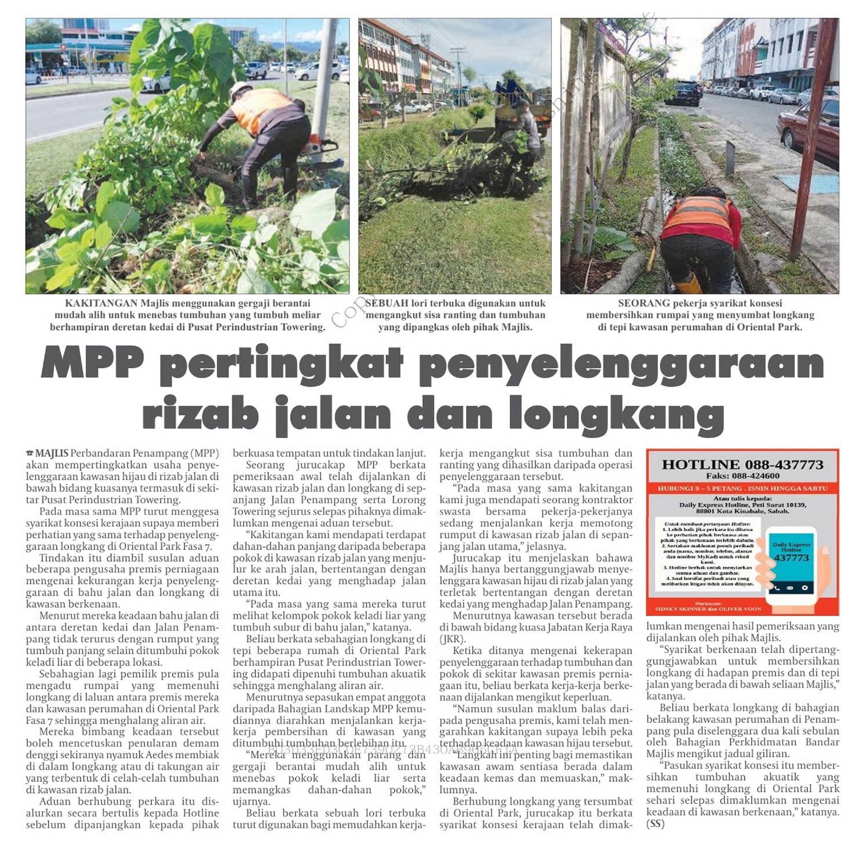 19 Jun 2026, Penampang - MPP pertingkat penyelenggaraan rizab jalan dan longkang (Daily Express)